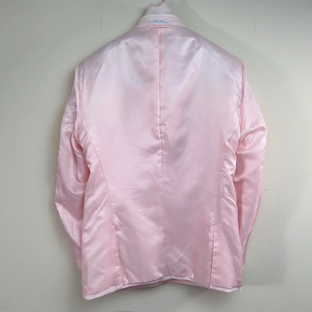 Bar III Linen Blazer Mens 42R Pink Solid Slim Fit Summer Lightweight Sport Coat